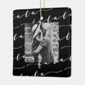 FA LA Black & White Calligraphy met kerstfoto Keramisch Ornament (Links)