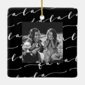 FA LA Black & White Calligraphy met kerstfoto Keramisch Ornament (Achterkant)