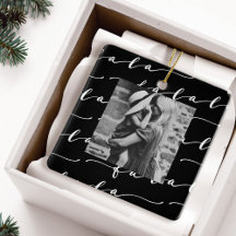 FA LA Black & White Calligraphy met kerstfoto