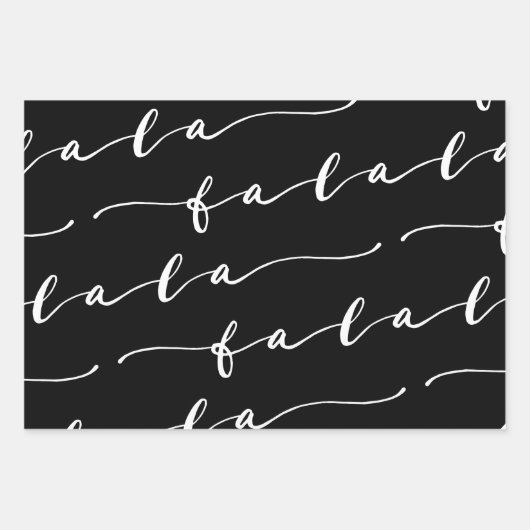 FA LA Black & White Calligraphy met kerstkarol Inpakpapier Vel (Voorkant 2)