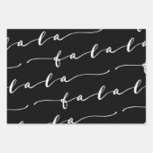 FA LA Black & White Calligraphy met kerstkarol Inpakpapier Vel (Voorkant)