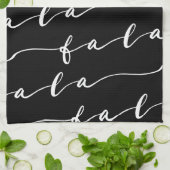 FA LA Black & White Calligraphy met kerstkarol Theedoek (Gevouwen)