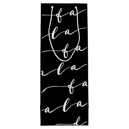 FA LA Black & White Calligraphy met kerstkarol Wijn Cadeautas (Achterkant)