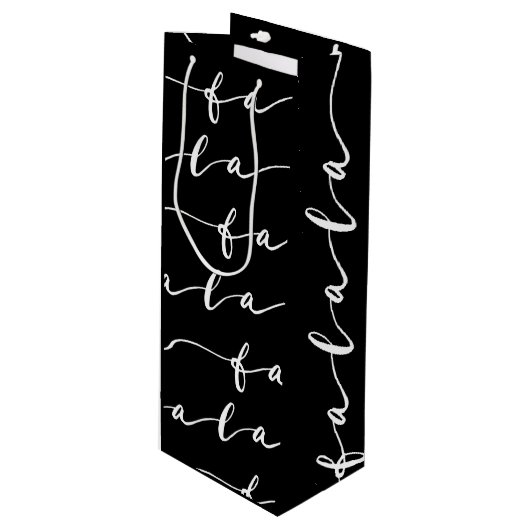 FA LA Black & White Calligraphy met kerstkarol Wijn Cadeautas (Voorkant Gekanteld)