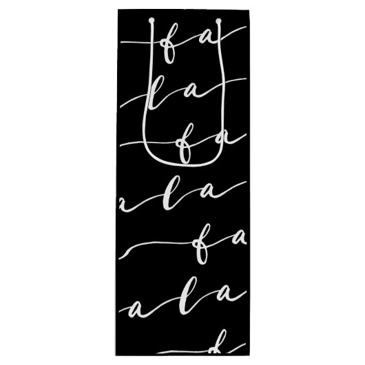 FA LA Black & White Calligraphy met kerstkarol Wijn Cadeautas (Voorkant)