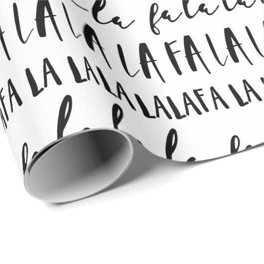 FA LA Black & White Typografisch kerstkarol Cadeaupapier (Rol Hoek)