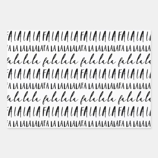 FA LA Black & White Typografisch kerstkarol Inpakpapier Vel (Voorkant)