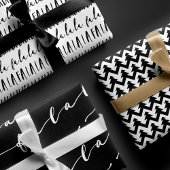 FA LA Black & White Typografisch kerstkarol Inpakpapier Vel