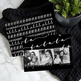 FA LA Black & White Typographic Kerstfoto Feestdagenkaart
