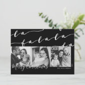 FA LA Black & White Typographic Kerstfoto Feestdagenkaart (Staand voorkant)