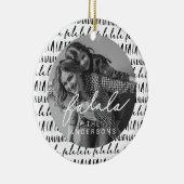 FA LA Black & White Typographic Kerstfoto Keramisch Ornament (Rechts)