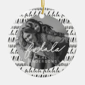 FA LA Black & White Typographic Kerstfoto Keramisch Ornament (Voorkant)
