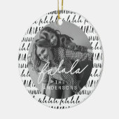 FA LA Black & White Typographic Kerstfoto Keramisch Ornament (Links)