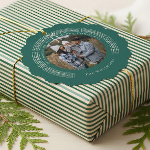 Fa La Bladmuziek Familie Foto Kerst Ornament Kaart