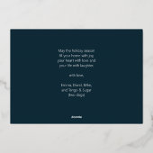 Fa La Blauw Goud Moderne Kerstfoto Folie Feestdagenkaart (Achterkant)