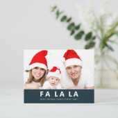 Fa La Blue Moderne Kerstfoto Feestdagenkaart (Staand voorkant)