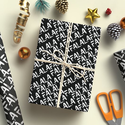 FA LA Bold Brush Letters Modern Wit & Zwart Cadeaupapier