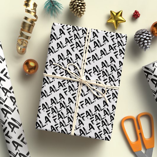FA LA Bold Brush Letters Modern Zwart & Wit Cadeaupapier