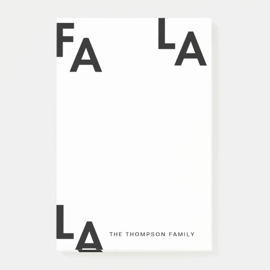 Fa La Bold Letters minimalistisch modern gepersona Post-it® Notes (Voorkant)