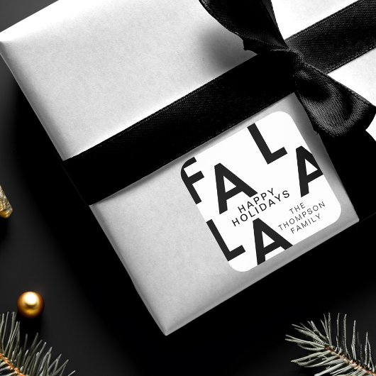 Fa la Bold Letters Minimalistisch Modern Wit Vierkante Sticker