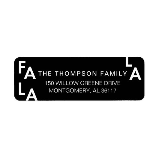 Fa la Bold Letters Minimalistisch Modern Zwart Etiket (Voorkant)