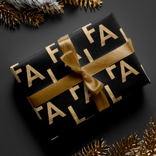 FA LA Bold Letters Modern Minimal Black & Gold Cadeaupapier