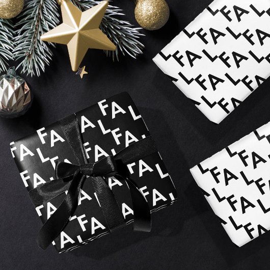 FA LA Bold Letters Modern Minimal Black & White Inpakpapier Vel