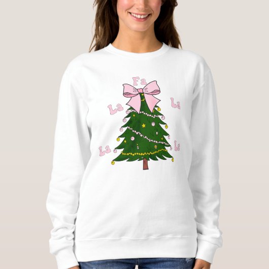 Fa La Coquette Roze Bow Kerstboom Trui (Voorkant)