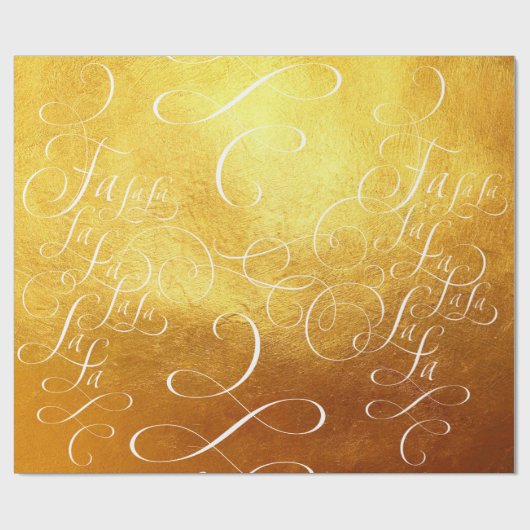 Fa la Deck The Halls - Kerstgoud rijk Cadeaupapier (Vlak)