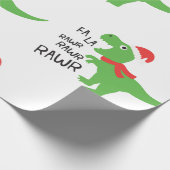 FA LA DINASOUR IN A SANTA HAT WRAPPING PAPER CADEAUPAPIER (Hoek)