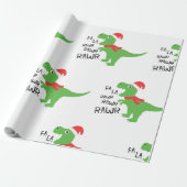 FA LA DINASOUR IN A SANTA HAT WRAPPING PAPER CADEAUPAPIER (Uitgerold)