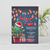 Fa la Fiesta Cactus Kerstfeest Kaart (Staand voorkant)