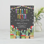 Fa La Fiesta Kerstfeest Uitnodiging Cactus (Staand voorkant)