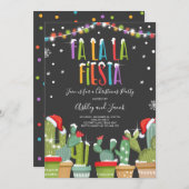 Fa La Fiesta Kerstfeest Uitnodiging Cactus (Voorkant / Achterkant)