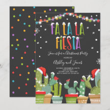 Fa La Fiesta Kerstfeest Uitnodiging Cactus