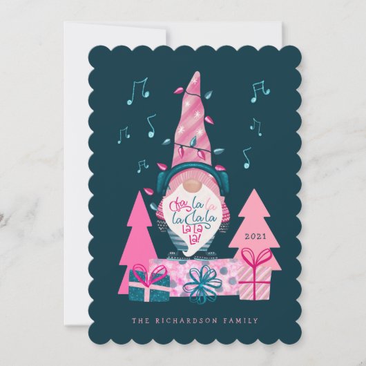Fa La Fun Bright KerstCaroling Gnome Feestdagenkaart (Voorkant)