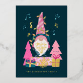 Fa La Fun Bright KerstCaroling Gnome Folie Feestdagenkaart (Voorkant)