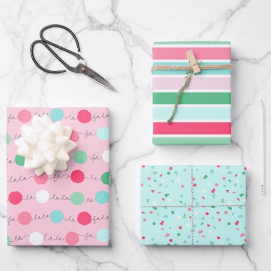 Fa La Garland Kerst inpakpapier - Trio 1 Vel (Voorkant)