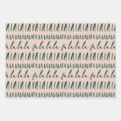 FA LA Green & Pink Typographic Kerstcarol Inpakpapier Vel (Voorkant)