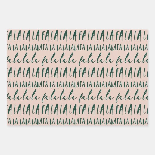 FA LA Green & Pink Typographic Kerstcarol Inpakpapier Vel (Voorkant)