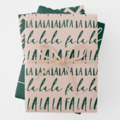 FA LA Green & Pink Typographic Kerstcarol Inpakpapier Vel (In situ)
