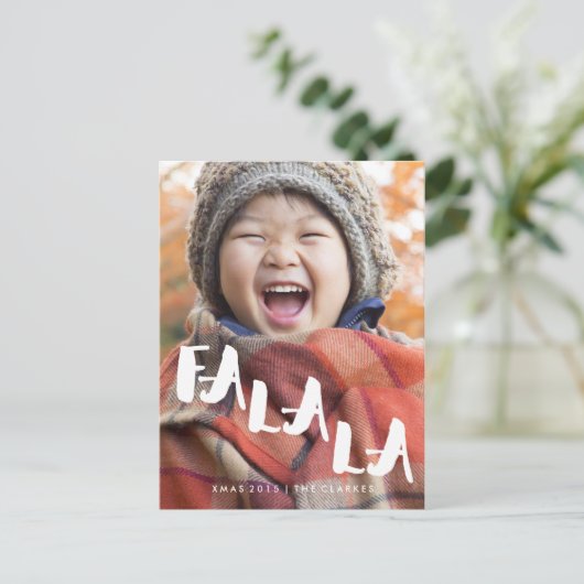 FA LA | handgeschreven kerstscript Feestdagenkaart (Staand voorkant)