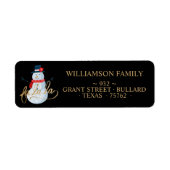 Fa La Holiday Snowman Familie Zwart adres Etiket (Voorkant)