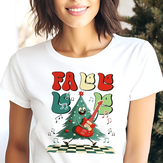 Fa La Kerstboom Gitaar Retro Tri-Blend Shirt