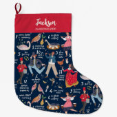 Fa La Kerstmis 12 dagen van Kerstblauw Grote Kerstsok (Voorkant)