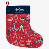 Fa La Kerstmis 12 dagen van Kerstmis Rood Grote Kerstsok (Voorkant)