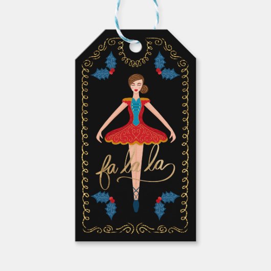 Fa La Kerstmis Nutcracker Ballet daner van en naar Cadeaulabel (Voorkant)
