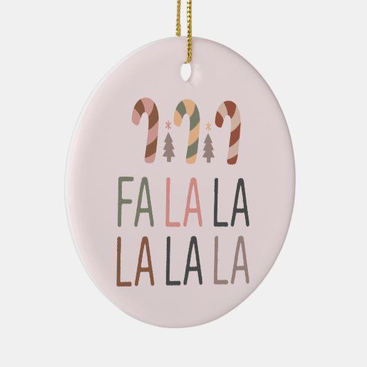 Fa La Kerstmis Retro Boho Boom Candycane Keramisch Ornament (Rechts)