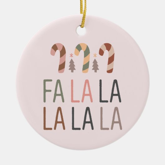 Fa La Kerstmis Retro Boho Boom Candycane Keramisch Ornament (Voorkant)