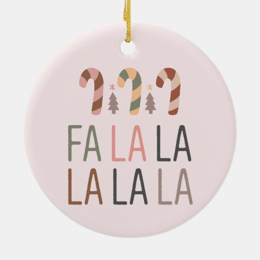 Fa La Kerstmis Retro Boho Boom Candycane Keramisch Ornament (Achterkant)